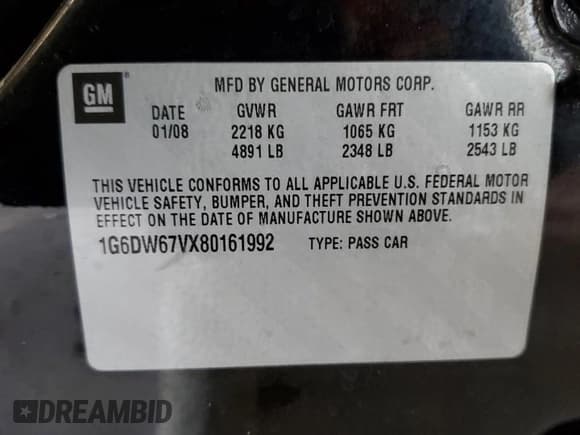 ✅ 2008 Cadillac STS RWD • VIN: 1G6DW67VX80161992 • Lot: 78523114. Listed on Copart with 177,199 mi. Free auction sales archive from the USA and detailed vehicle history report at DreamBid. Image 15.