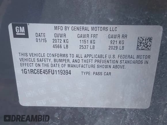 ✅ 2015 Chevrolet Volt • VIN: 1G1RC6E45FU119394 • Лот: 43367023. Опубликован ранее на IAAI с пробегом 113 753 миль. Бесплатный доступ к архиву аукционных продаж из США и подробный отчёт об истории автомобиля на DreamBid. Изображение 9.