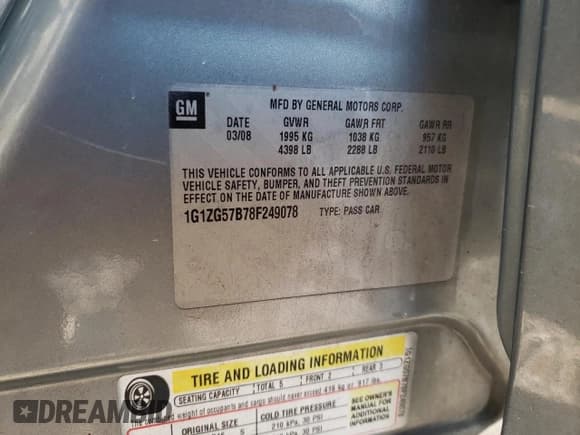 ✅ 2008 Chevrolet Malibu 1LS • VIN: 1G1ZG57B78F249078 • Лот: 76943164. Опубликован ранее на Copart с пробегом 124 864 миль. Бесплатный доступ к архиву аукционных продаж из США и подробный отчёт об истории автомобиля на DreamBid. Изображение 12.