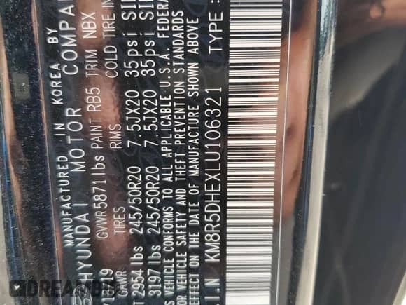 2020 Hyundai Palisade Limited с VIN KM8R5DHEXLU106321, выставлен на аукционе Copart как лот 66113684 с пробегом 108 221 миль миль и Списание • Salvage title. История ставок и продаж доступна на DreamBid. Изображение 14.