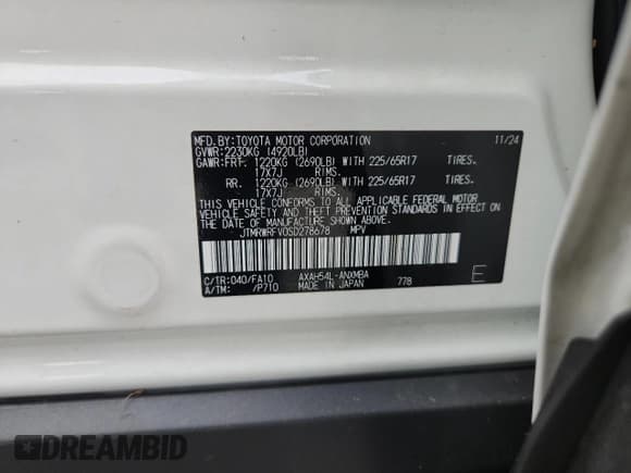 ✅ 2025 Toyota RAV4 Hybrid XLE • VIN: JTMRWRFV0SD278678 • Lot: 65265045. Listed on Copart with 4,177 mi. Free auction sales archive from the USA and detailed vehicle history report at DreamBid. Image 14.