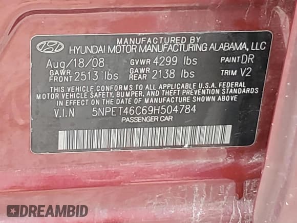 ✅ 2009 Hyundai Sonata GLS • VIN: 5NPET46C69H504784 • Лот: 73174044. Опубликован ранее на Copart с пробегом 47 588 миль. Бесплатный доступ к архиву аукционных продаж из США и подробный отчёт об истории автомобиля на DreamBid. Изображение 12.