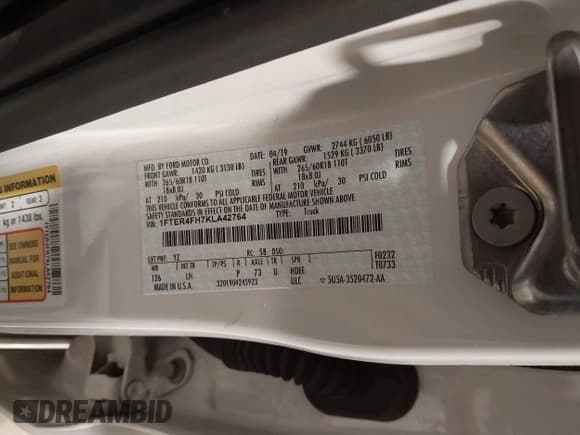 ✅ 2019 Ford Ranger XL • VIN: 1FTER4FH7KLA42764 • Lot: 41555944. Listed on IAAI with 108,538 mi. Free auction sales archive from the USA and detailed vehicle history report at DreamBid. Image 9.