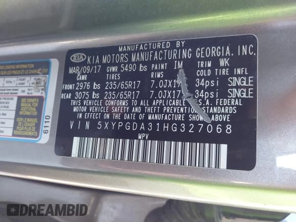 ✅ 2017 Kia Sorento LX • VIN: 5XYPGDA31HG327068 • Лот: 43547681. Опубликован ранее на IAAI с пробегом 90 329 миль. Бесплатный доступ к архиву аукционных продаж из США и подробный отчёт об истории автомобиля на DreamBid. Изображение 9.