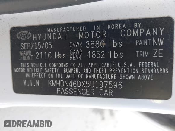 ✅ 2005 Hyundai Elantra GLS • VIN: KMHDN46DX5U197596 • Lot: 41996029. Wystawiony na IAAI z przebiegiem 128 413 mil. Bezpłatny archiwum sprzedaży aukcyjnych z USA i szczegółowy raport historii pojazdu na DreamBid. Zdjęcie 9.