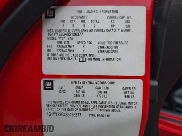 ✅ 2003 Chevrolet Corvette • VIN: 1G1YY22G435126377 • Lot: 43867198. Wystawiony na IAAI z przebiegiem 153 988 mil. Bezpłatny archiwum sprzedaży aukcyjnych z USA i szczegółowy raport historii pojazdu na DreamBid. Zdjęcie 9.