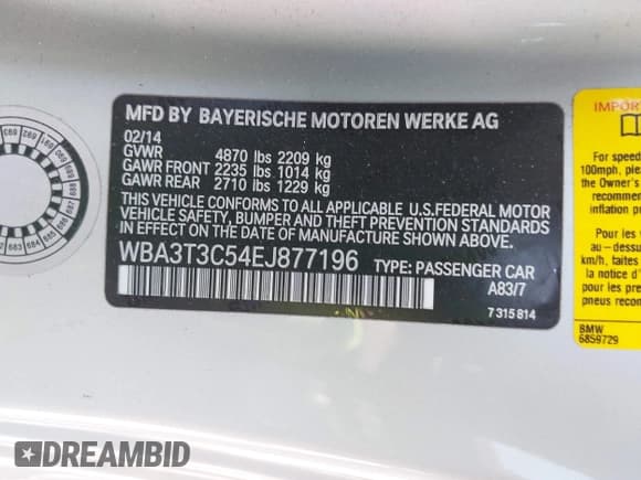 ✅ 2014 BMW 4 Series 435i • VIN: WBA3T3C54EJ877196 • Лот: 42755387. Опубликован ранее на IAAI с пробегом 113 172 миль. Бесплатный доступ к архиву аукционных продаж из США и подробный отчёт об истории автомобиля на DreamBid. Изображение 9.