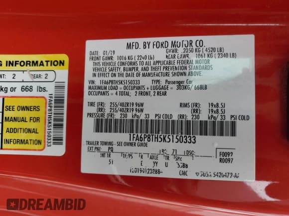 ✅ 2019 Ford Mustang EcoBoost Premium • VIN: 1FA6P8TH5K5150333 • Lot: 90470515. Listed on Copart with 119,779 mi. Free auction sales archive from the USA and detailed vehicle history report at DreamBid. Image 12.