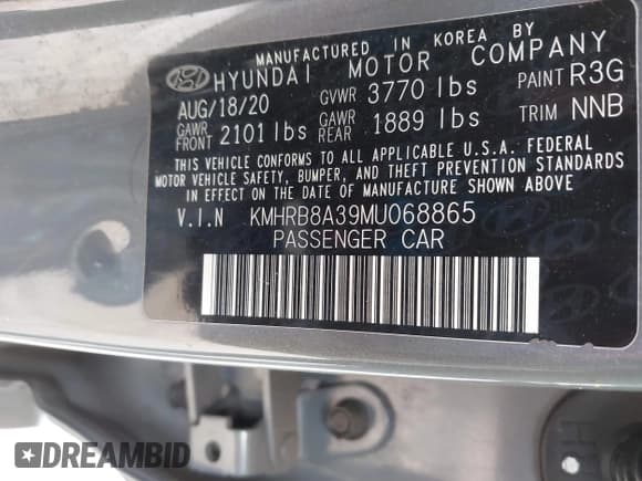 ✅ 2021 Hyundai Venue SE • VIN: KMHRB8A39MU068865 • Lot: 41619588. Listed on IAAI with 76,058 mi. Free auction sales archive from the USA and detailed vehicle history report at DreamBid. Image 9.