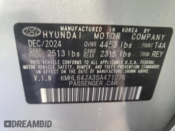 ✅ 2025 Hyundai Sonata SEL • VIN: KMHL64JA3SA471076 • Лот: 84807055. Опубликован ранее на Copart с пробегом 5 712 миль. Бесплатный доступ к архиву аукционных продаж из США и подробный отчёт об истории автомобиля на DreamBid. Изображение 13.