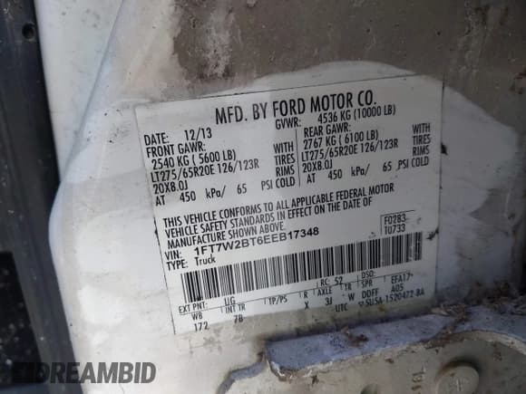 ✅ 2014 Ford F-250 Lariat • VIN: 1FT7W2BT6EEB17348 • Lot: 43446875. Listed on IAAI with Not provided. Free auction sales archive from the USA and detailed vehicle history report at DreamBid. Image 9.