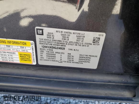 ✅ 2016 Chevrolet Traverse LTZ • VIN: 1GNKVJKD8GJ246628 • Lot: 71285954. Wystawiony na Copart z przebiegiem Nie podano. Bezpłatny archiwum sprzedaży aukcyjnych z USA i szczegółowy raport historii pojazdu na DreamBid. Zdjęcie 13.