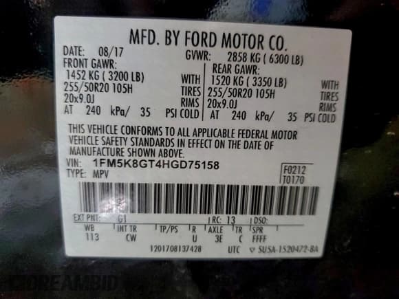 ✅ 2017 Ford Explorer Sport • VIN: 1FM5K8GT4HGD75158 • Lot: 94588755. Wystawiony na Copart z przebiegiem 88 458 mil. Bezpłatny archiwum sprzedaży aukcyjnych z USA i szczegółowy raport historii pojazdu na DreamBid. Zdjęcie 14.