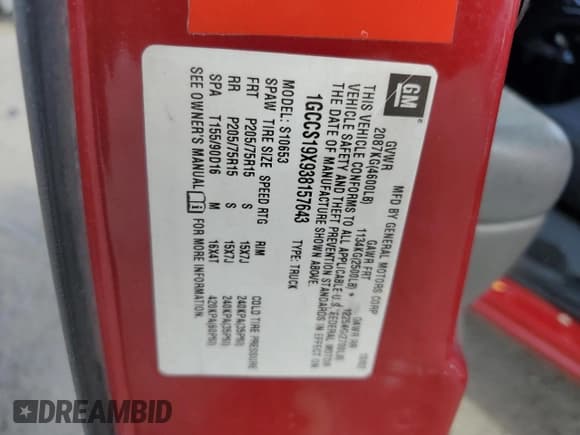 ✅ 2003 Chevrolet S-10 LS • VIN: 1GCCS19X938157643 • Лот: 76255504. Опубликован ранее на Copart с пробегом 70 779 миль. Бесплатный доступ к архиву аукционных продаж из США и подробный отчёт об истории автомобиля на DreamBid. Изображение 14.