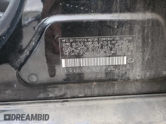 ✅ 2008 Lexus IS 250 • VIN: JTHCK262982025389 • Лот: 80222485. Опубликован ранее на Copart с пробегом 279 698 миль. Бесплатный доступ к архиву аукционных продаж из США и подробный отчёт об истории автомобиля на DreamBid. Изображение 12.