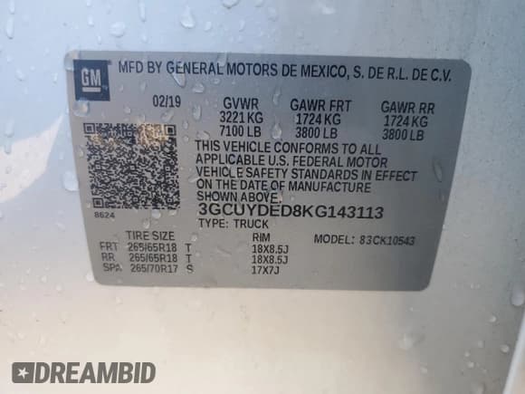 ✅ 2019 Chevrolet Silverado 1500 LT • VIN: 3GCUYDED8KG143113 • Lot: 75511734. Wystawiony na Copart z przebiegiem 268 723 mil. Bezpłatny archiwum sprzedaży aukcyjnych z USA i szczegółowy raport historii pojazdu na DreamBid. Zdjęcie 12.