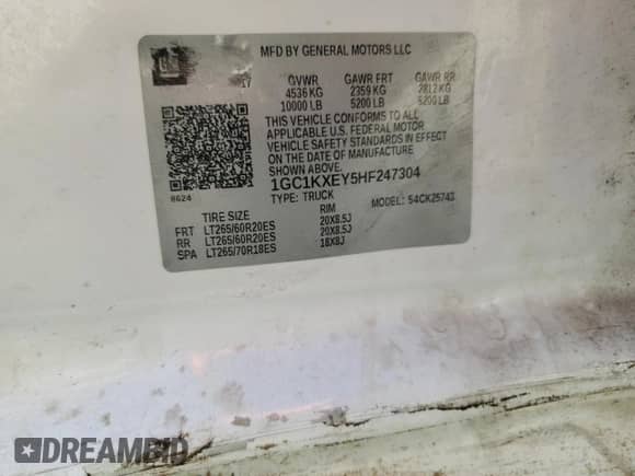 2017 Chevrolet Silverado 2500HD High Country с VIN 1GC1KXEY5HF247304, выставлен на аукционе Copart как лот 56538385 с пробегом Не указан миль и На запчасти • Non repairable. История ставок и продаж доступна на DreamBid. Изображение 12.