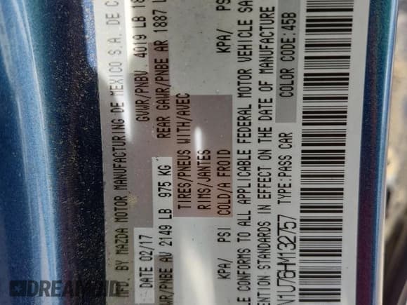 ✅ 2017 Mazda 3 Sport • VIN: 3MZBN1U76HM132757 • Lot: 62835795. Wystawiony na Copart z przebiegiem Nie podano. Bezpłatny archiwum sprzedaży aukcyjnych z USA i szczegółowy raport historii pojazdu na DreamBid. Zdjęcie 12.