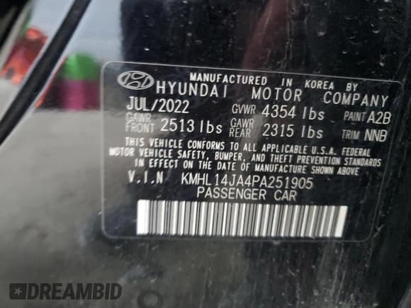 ✅ 2023 Hyundai Sonata SEL • VIN: KMHL14JA4PA251905 • Лот: 66203825. Опубликован ранее на Copart с пробегом 51 519 миль. Бесплатный доступ к архиву аукционных продаж из США и подробный отчёт об истории автомобиля на DreamBid. Изображение 12.