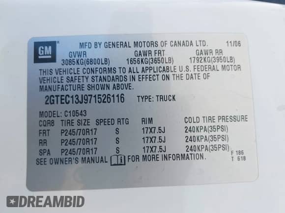 2007 GMC Sierra 1500 SLT with VIN 2GTEC13J971526116, listed as a IAAI auction lot 42945604 with 198,551 mi miles and . Bid and sale history available at DreamBid. Image 9.