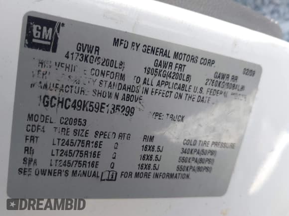 ✅ 2009 Chevrolet Silverado 2500HD Work Truck • VIN: 1GCHC49K59E135299 • Лот: 42578510. Опубликован ранее на IAAI с пробегом 318 438 миль. Бесплатный доступ к архиву аукционных продаж из США и подробный отчёт об истории автомобиля на DreamBid. Изображение 9.