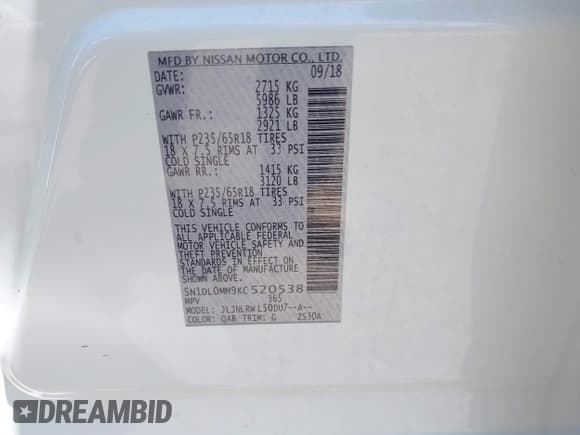 ✅ 2019 Infiniti QX60 Luxe • VIN: 5N1DL0MM9KC520538 • Lot: 42825931. Listed on IAAI with 137,213 mi. Free auction sales archive from the USA and detailed vehicle history report at DreamBid. Image 9.