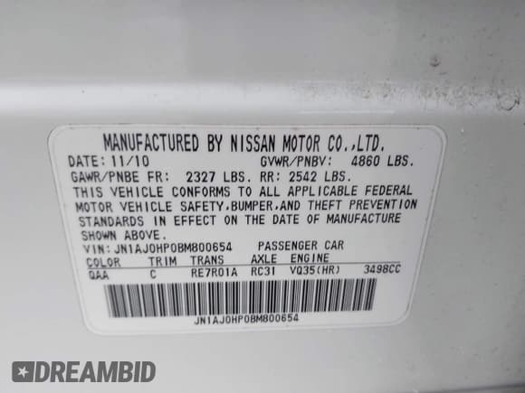 ✅ 2011 Infiniti EX Journey • VIN: JN1AJ0HP0BM800654 • Lot: 42198660. Listed on IAAI with 199,266 mi. Free auction sales archive from the USA and detailed vehicle history report at DreamBid. Image 9.