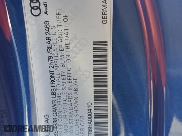 ✅ 2017 Audi S5 • VIN: WAUC4AFR6HA000410 • Lot: 68983714. Listed on Copart with 40,504 mi. Free auction sales archive from the USA and detailed vehicle history report at DreamBid. Image 13.