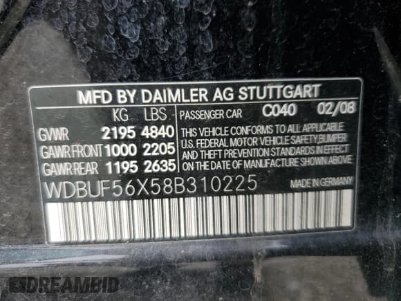 ✅ 2008 Mercedes-Benz E 350 Luxury • VIN: WDBUF56X58B310225 • Lot: 63664735. Wystawiony na Copart z przebiegiem 183 019 mil. Bezpłatny archiwum sprzedaży aukcyjnych z USA i szczegółowy raport historii pojazdu na DreamBid. Zdjęcie 12.