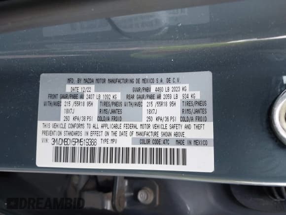 ✅ 2023 Mazda CX-30 Premium • VIN: 3MVDMBDY5PM519388 • Лот: 43611018. Опубликован ранее на IAAI с пробегом 16 512 миль. Бесплатный доступ к архиву аукционных продаж из США и подробный отчёт об истории автомобиля на DreamBid. Изображение 9.