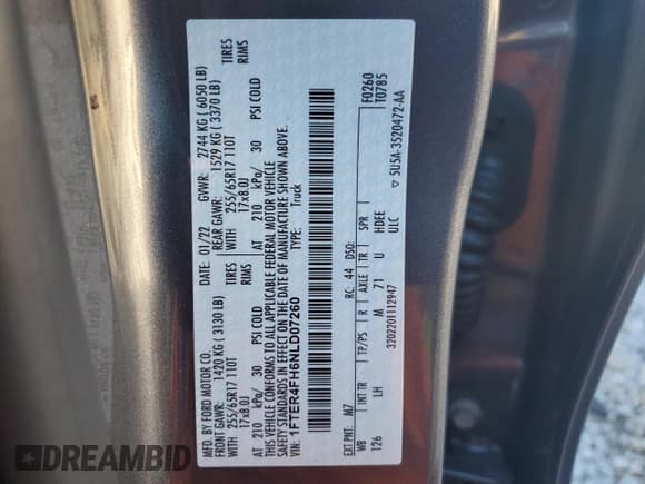 ✅ 2022 Ford Ranger XL • VIN: 1FTER4FH6NLD07260 • Lot: 70156615. Wystawiony na Copart z przebiegiem 38 773 mil. Bezpłatny archiwum sprzedaży aukcyjnych z USA i szczegółowy raport historii pojazdu na DreamBid. Zdjęcie 13.