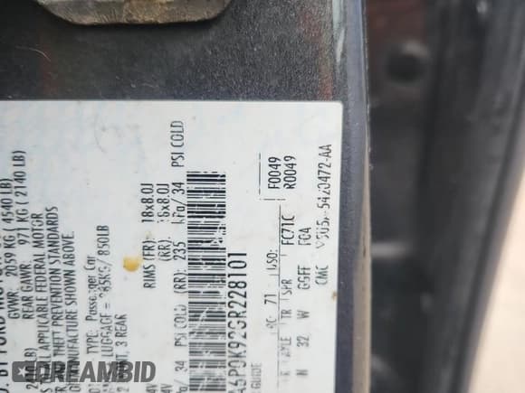 ✅ 2016 Ford Fusion Titanium • VIN: 3FA6P0K92GR228101 • Lot: 85538795. Listed on Copart with Not provided. Free auction sales archive from the USA and detailed vehicle history report at DreamBid. Image 12.