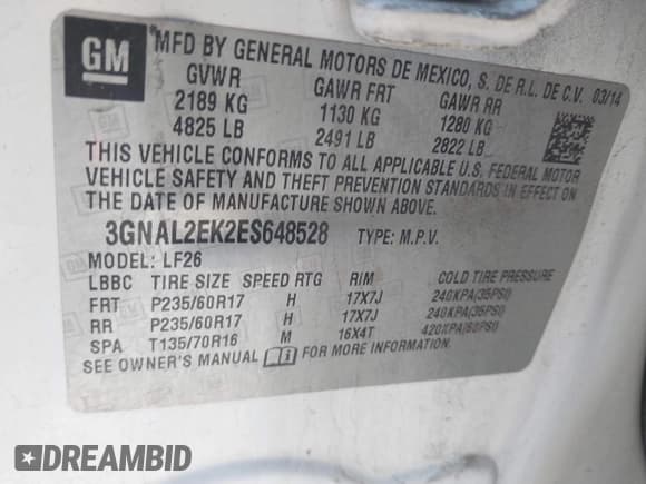 ✅ 2014 Chevrolet Captiva Sport LS • VIN: 3GNAL2EK2ES648528 • Lot: 41856138. Wystawiony na IAAI z przebiegiem 135 511 mil. Bezpłatny archiwum sprzedaży aukcyjnych z USA i szczegółowy raport historii pojazdu na DreamBid. Zdjęcie 9.