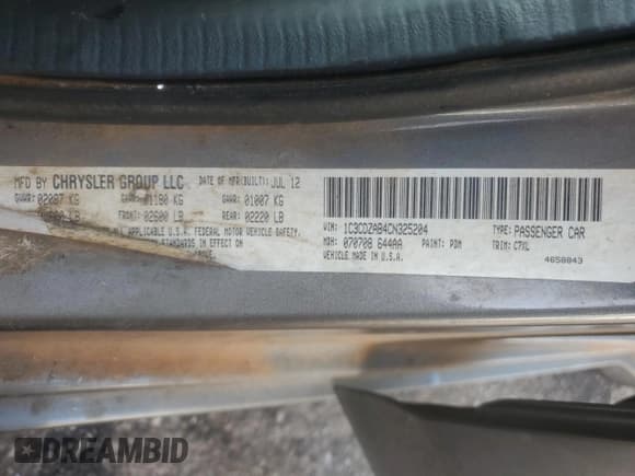 ✅ 2012 Dodge Avenger SE • VIN: 1C3CDZAB4CN325204 • Lot: 73301484. Wystawiony na Copart z przebiegiem 174 301 mil. Bezpłatny archiwum sprzedaży aukcyjnych z USA i szczegółowy raport historii pojazdu na DreamBid. Zdjęcie 14.