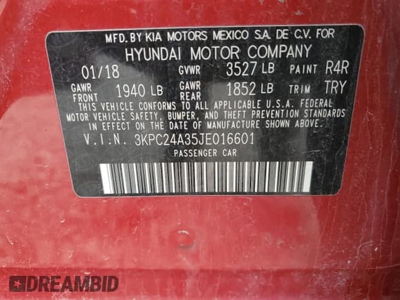 ✅ 2018 Hyundai Accent SE • VIN: 3KPC24A35JE016601 • Лот: 49589695. Опубликован ранее на Copart с пробегом 117 660 миль. Бесплатный доступ к архиву аукционных продаж из США и подробный отчёт об истории автомобиля на DreamBid. Изображение 14.