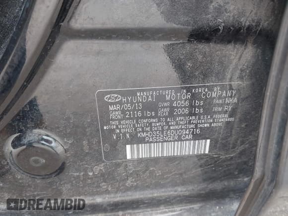 ✅ 2013 Hyundai Elantra • VIN: KMHD35LE6DU094716 • Лот: 42773507. Опубликован ранее на IAAI с пробегом 233 342 миль. Бесплатный доступ к архиву аукционных продаж из США и подробный отчёт об истории автомобиля на DreamBid. Изображение 9.