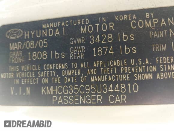 2005 Hyundai Accent GLS с VIN KMHCG35C95U344810, выставлен на аукционе IAAI как лот 41759016 с пробегом 118 202 миль миль и . История ставок и продаж доступна на DreamBid. Изображение 9.