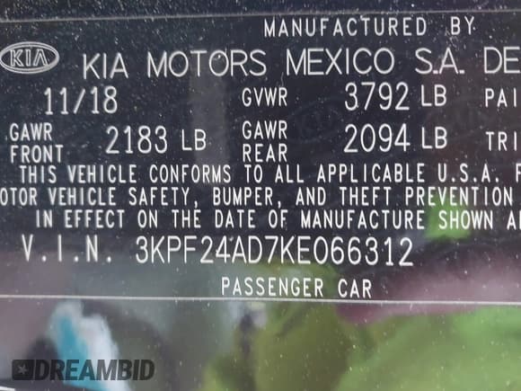 ✅ 2019 Kia Forte LXS • VIN: 3KPF24AD7KE066312 • Лот: 41732552. Опубликован ранее на IAAI с пробегом 87 586 миль. Бесплатный доступ к архиву аукционных продаж из США и подробный отчёт об истории автомобиля на DreamBid. Изображение 9.