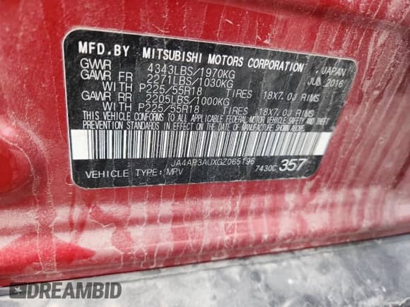 2016 Mitsubishi Outlander ES with VIN JA4AP3AUXGZ065196, listed as a Copart auction lot 84799705 with 113,780 mi miles and Salvage title. Bid and sale history available at DreamBid. Image 13.