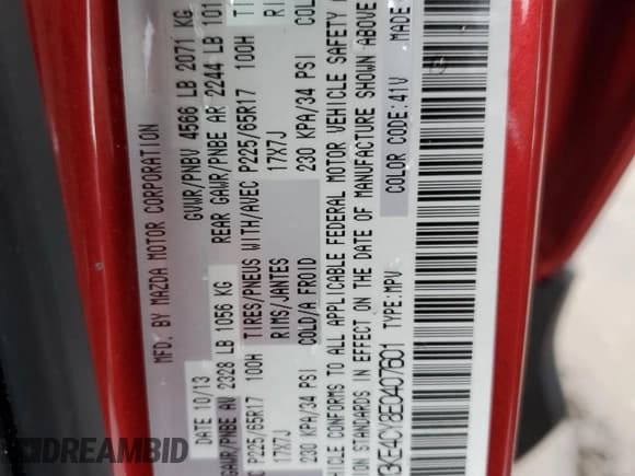 ✅ 2014 Mazda CX-5 Touring • VIN: JM3KE4CY8E0407601 • Lot: 93178945. Wystawiony na Copart z przebiegiem 97 525 mil. Bezpłatny archiwum sprzedaży aukcyjnych z USA i szczegółowy raport historii pojazdu na DreamBid. Zdjęcie 14.