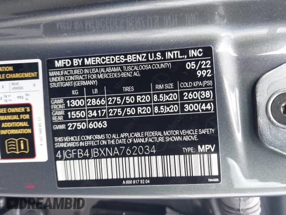 ✅ 2022 Mercedes-Benz GLE 350 • VIN: 4JGFB4JBXNA762034 • Lot: 42917511. Listed on IAAI with 40,606 mi. Free auction sales archive from the USA and detailed vehicle history report at DreamBid. Image 9.