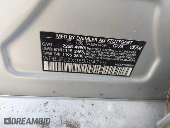 ✅ 2008 Mercedes-Benz E 320 • VIN: WDBUF22X08B324795 • Lot: 41773761. Wystawiony na IAAI z przebiegiem 249 975 mil. Bezpłatny archiwum sprzedaży aukcyjnych z USA i szczegółowy raport historii pojazdu na DreamBid. Zdjęcie 9.