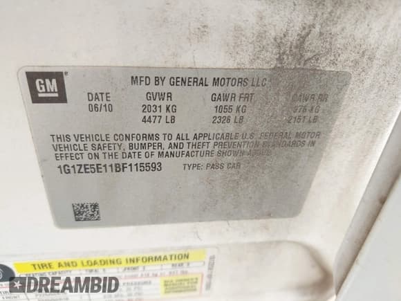 ✅ 2011 Chevrolet Malibu LTZ • VIN: 1G1ZE5E11BF115593 • Lot: 43508801. Listed on IAAI with 169,726 mi. Free auction sales archive from the USA and detailed vehicle history report at DreamBid. Image 9.