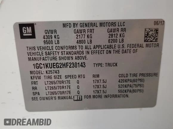 ✅ 2017 Chevrolet Silverado 2500HD Work Truck • VIN: 1GC1KUEG2HF230143 • Lot: 68351495. Listed on Copart with 191,642 mi. Free auction sales archive from the USA and detailed vehicle history report at DreamBid. Image 12.