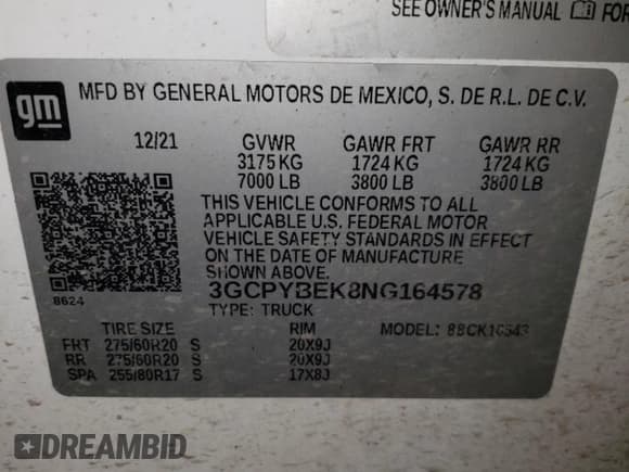 ✅ 2022 Chevrolet Silverado 1500 Custom • VIN: 3GCPYBEK8NG164578 • Lot: 51299555. Wystawiony na Copart z przebiegiem 34 630 mil. Bezpłatny archiwum sprzedaży aukcyjnych z USA i szczegółowy raport historii pojazdu na DreamBid. Zdjęcie 12.