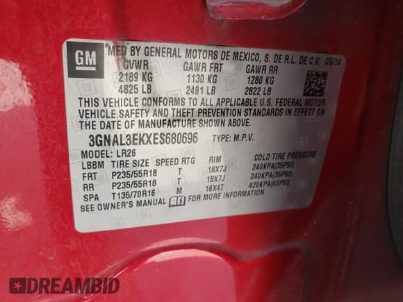 ✅ 2014 Chevrolet Captiva Sport LT • VIN: 3GNAL3EKXES680696 • Lot: 60298955. Wystawiony na Copart z przebiegiem 101 435 mil. Bezpłatny archiwum sprzedaży aukcyjnych z USA i szczegółowy raport historii pojazdu na DreamBid. Zdjęcie 13.