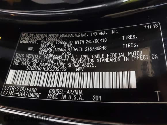 ✅ 2019 Toyota Highlander LE • VIN: 5TDBZRFH9KS939129 • Lot: 42474679. Wystawiony na IAAI z przebiegiem 49 532 mil. Bezpłatny archiwum sprzedaży aukcyjnych z USA i szczegółowy raport historii pojazdu na DreamBid. Zdjęcie 9.