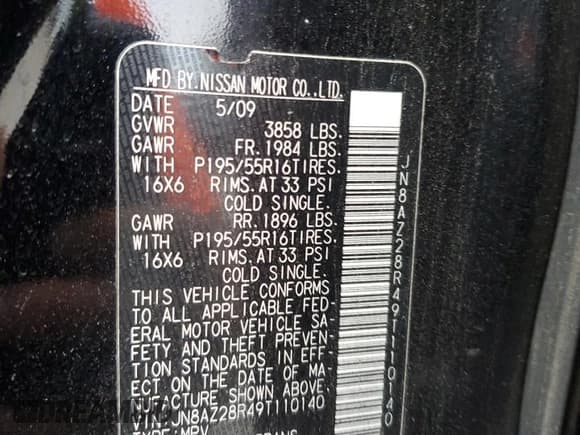 ✅ 2009 Nissan Cube SL • VIN: JN8AZ28R49T110140 • Лот: 71504114. Опубликован ранее на Copart с пробегом 184 919 миль. Бесплатный доступ к архиву аукционных продаж из США и подробный отчёт об истории автомобиля на DreamBid. Изображение 12.