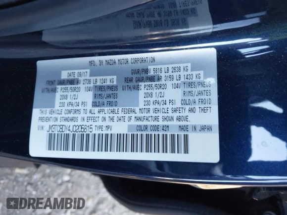 ✅ 2018 Mazda CX-9 Grand Touring • VIN: JM3TCBDY4J0205815 • Lot: 43539581. Wystawiony na IAAI z przebiegiem 100 779 mil. Bezpłatny archiwum sprzedaży aukcyjnych z USA i szczegółowy raport historii pojazdu na DreamBid. Zdjęcie 9.