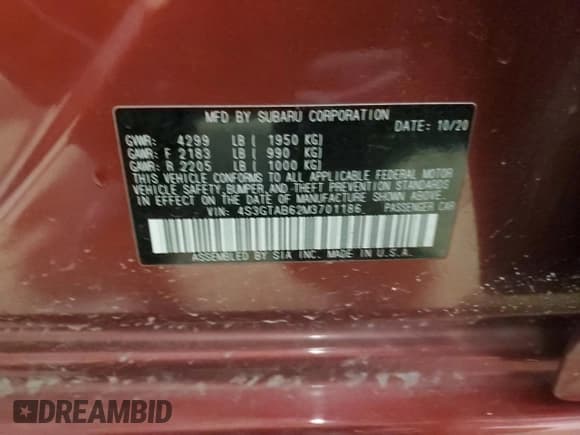 ✅ 2021 Subaru Impreza • VIN: 4S3GTAB62M3701186 • Лот: 71719245. Опубликован ранее на Copart с пробегом 23 542 миль. Бесплатный доступ к архиву аукционных продаж из США и подробный отчёт об истории автомобиля на DreamBid. Изображение 13.